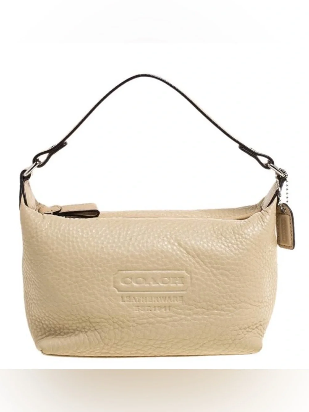 Coach Beige Grained Leather Pochette‎ Bag